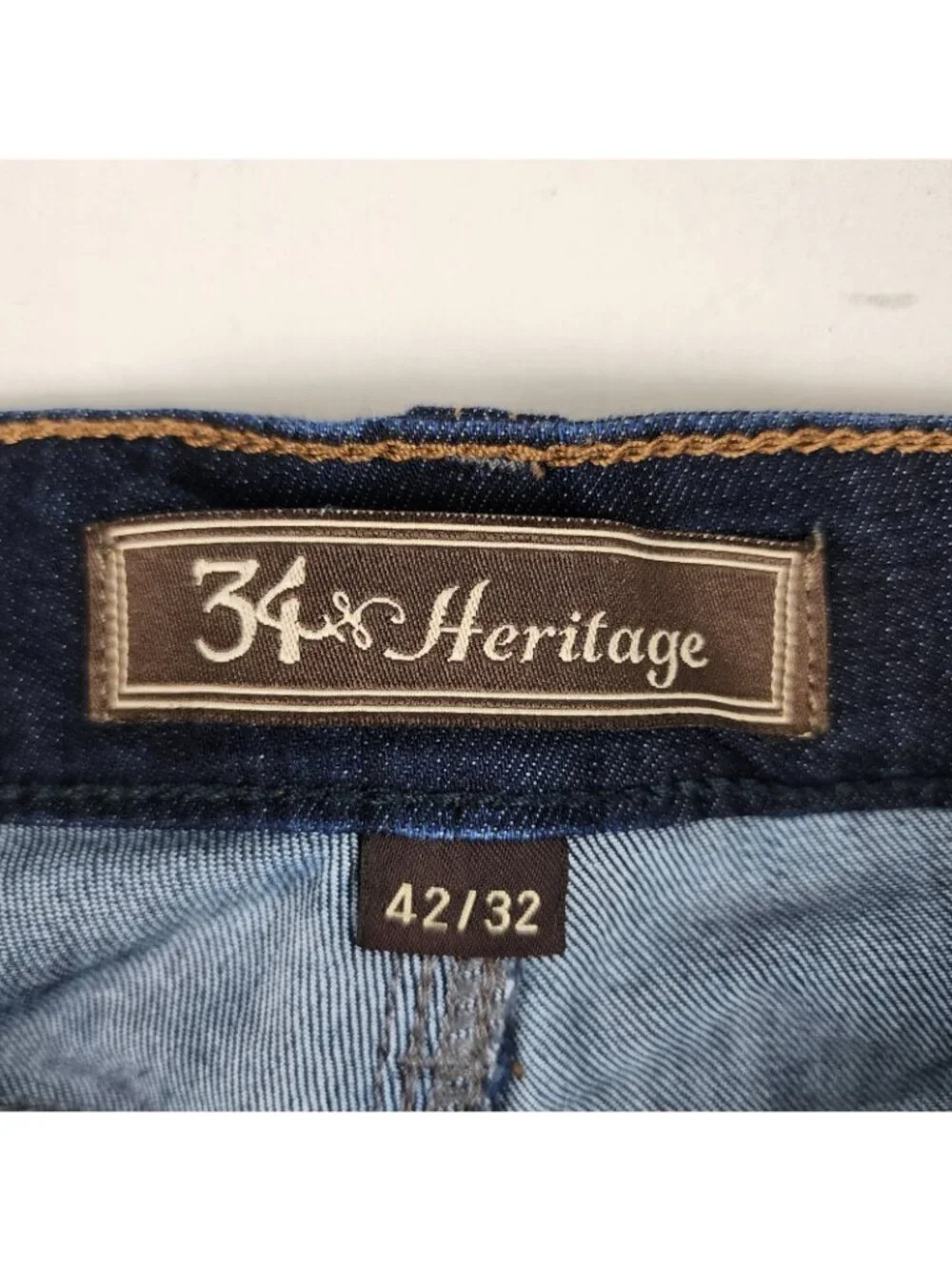34 Heritage Jeans Mens 42x31 Blue Courage Straight Leg Dark Wash Denim